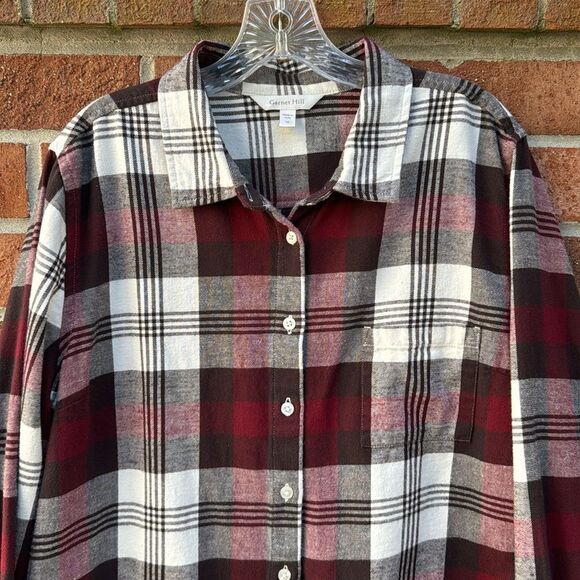 Garnet Hill Button Up Flannel Shirt sz 16 Plaid - Picture 3 of 13